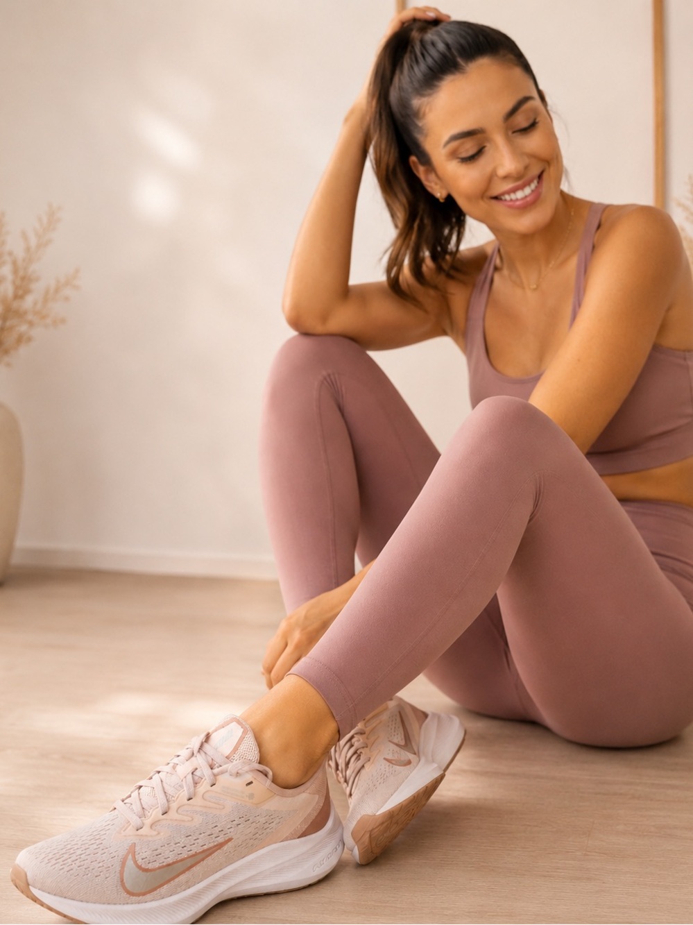 Nike Women’s Running Shoes — Blush Pink with Rose Gold Swoosh